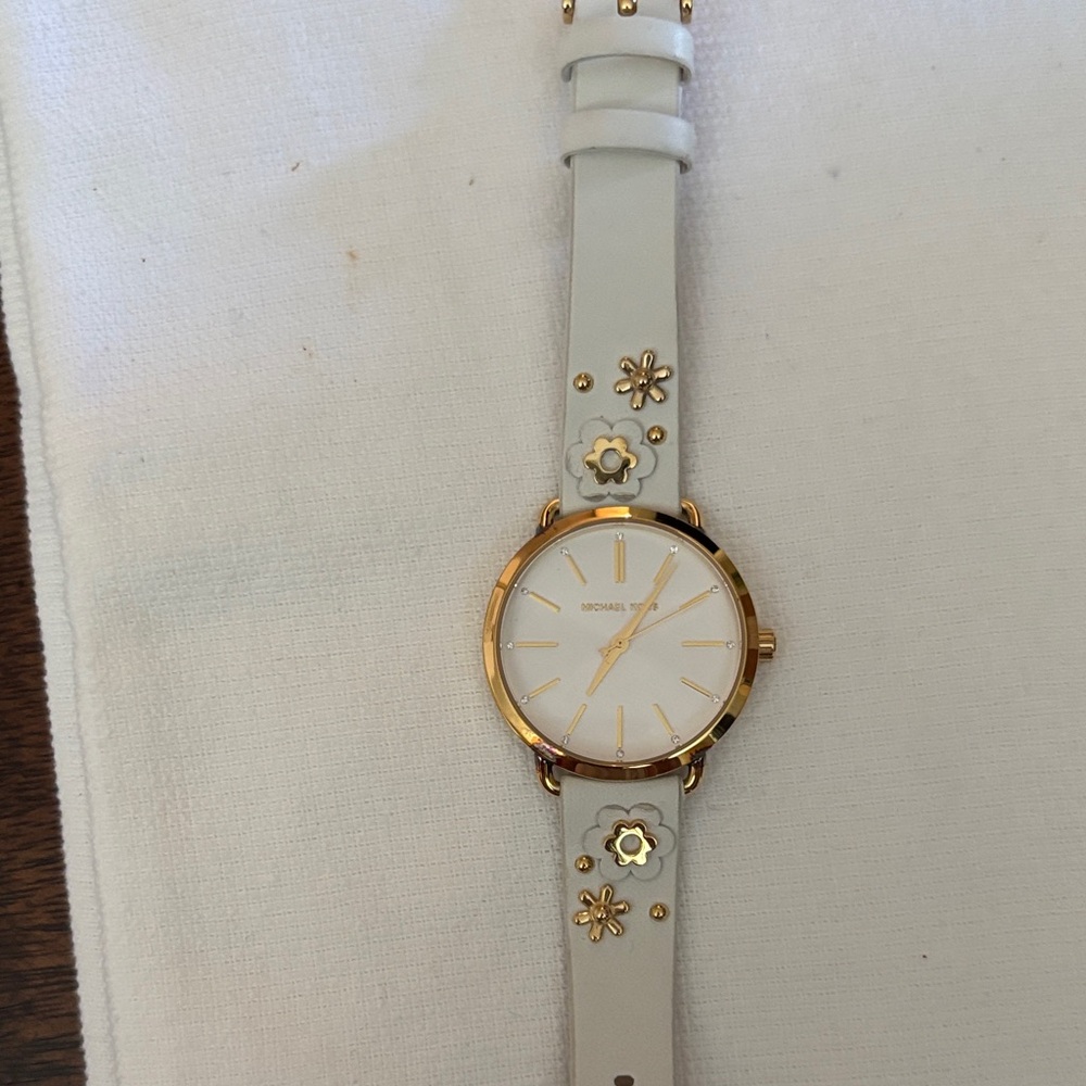 Michael Kors Gold and White Floral Women's Watch